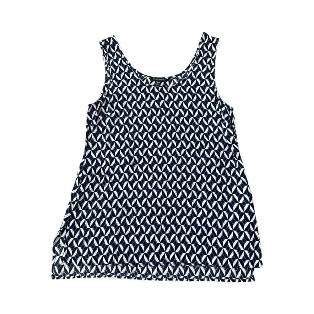 Geometric Patterned Sleeveless Top - Black and Blue